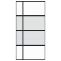 Porta Scorrevole Nera 102,5x205 cm Vetro Temperato e Alluminio 155230