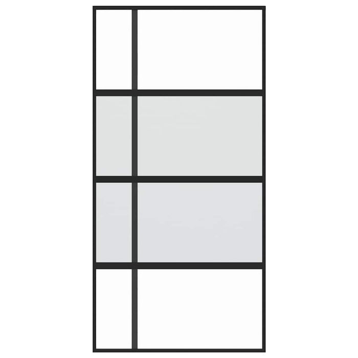 Porta Scorrevole Nera 102,5x205 cm Vetro Temperato e Alluminio 155230