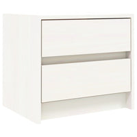 Comodino Bianco 40x31x35,5 cm in Legno Massello di Pino 836137