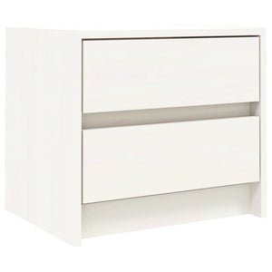 Comodino Bianco 40x31x35,5 cm in Legno Massello di Pino 836137