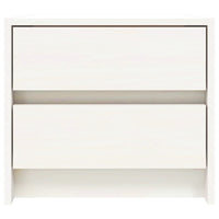 Comodino Bianco 40x31x35,5 cm in Legno Massello di Pino 836137