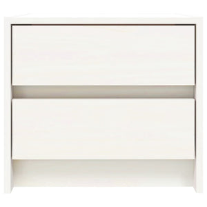 Comodino Bianco 40x31x35,5 cm in Legno Massello di Pino 836137