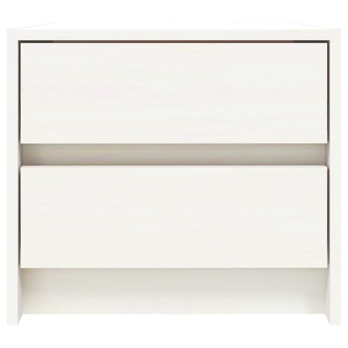Comodino Bianco 40x31x35,5 cm in Legno Massello di Pino 836137