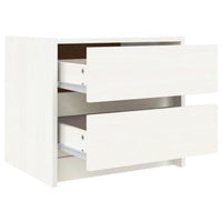 Comodino Bianco 40x31x35,5 cm in Legno Massello di Pino 836137