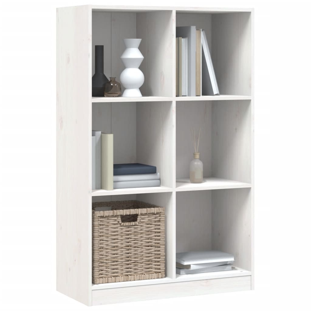 Libreria Bianca 70x33x110 cm in Legno Massello di Pino 836142