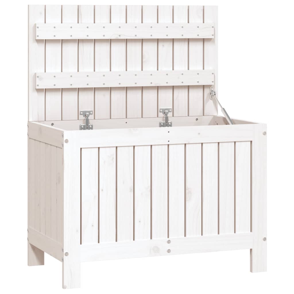 Contenitore Giardino-Cassapanche da esterno Bianco 76x42,5x54cm Legno Massello di Pino