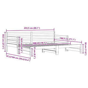 Divano Letto con Letto Estraibile Nero 90x200cm Massello Pino 836149