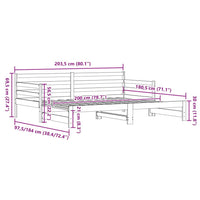 Divano Letto con Letto Estraibile Nero 80x200cm Massello Pino 836152