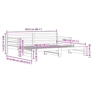 Divano Letto con Letto Estraibile Nero 80x200cm Massello Pino 836152