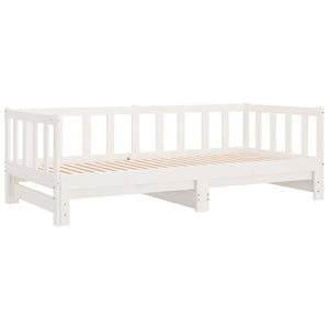 Divano Letto con Letto Estraibile-Sofa Letto-Daybed Bianco 90x200cm Massello Pino 493999