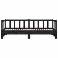 Divano Letto con Letto Estraibile Nero 90x200cm Massello Pino 836158