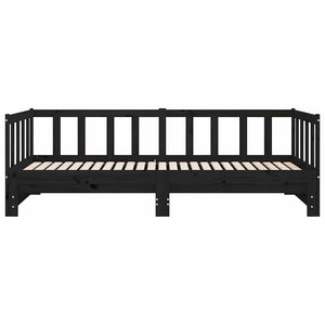 Divano Letto con Letto Estraibile Nero 90x200cm Massello Pino 836158