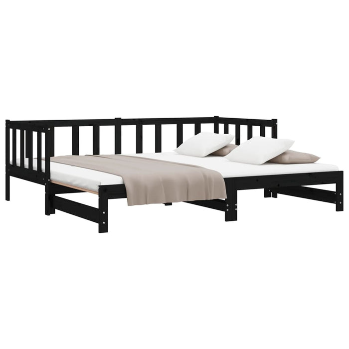 Divano Letto con Letto Estraibile Nero 90x190cm Massello Pino 836164