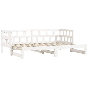 Divano Letto con Letto Estraibile-Sofa Letto-Daybed Bianco 80x200cm Massello Pino 940231