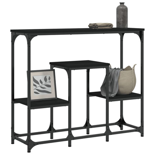Tavolino Consolle-Tavolino da soggiorno-Tavolino da Salotto Nero 89,5x28x76 cm in Legno Multistrato