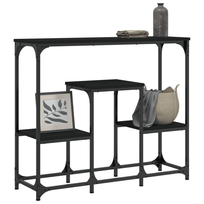 Tavolino Consolle Nero 89,5x28x76 cm in Legno Multistrato 833383