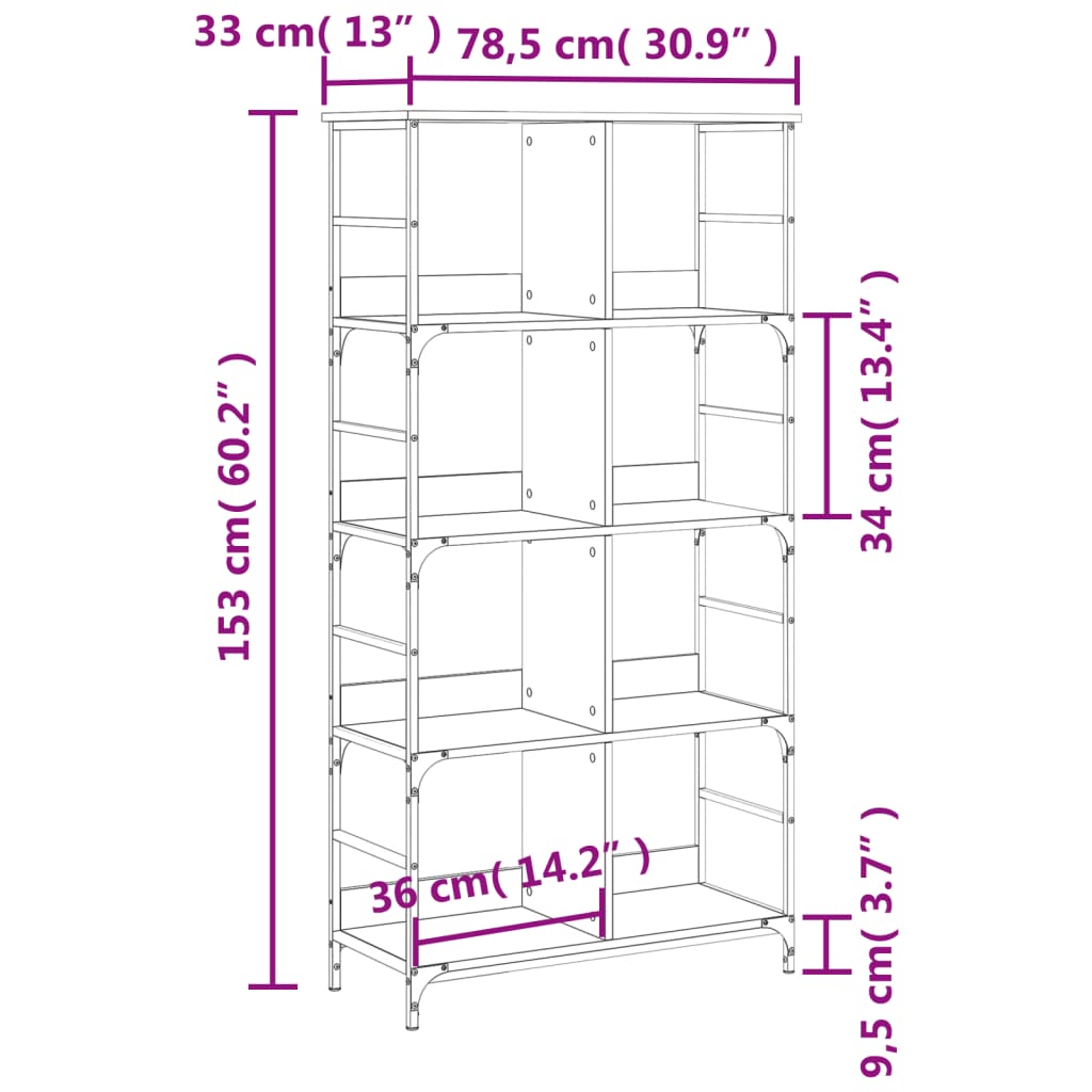 Libreria Grigio Sonoma 78,5x33x153 cm in Legno Multistrato 835257