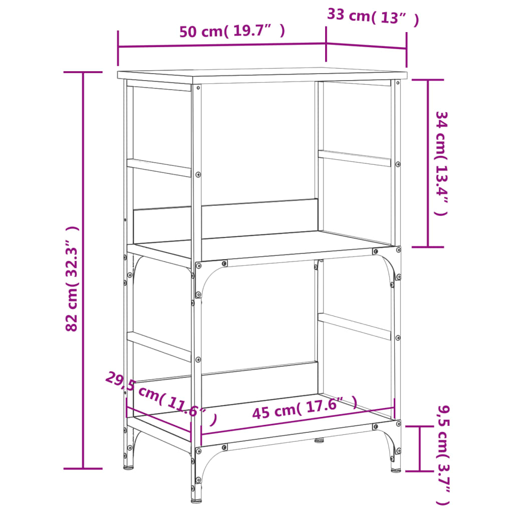 Libreria-Scaffale per Libri-Mobile di Stoccaggio Rovere Sonoma 50x33x82 cm in Legno Multistrato