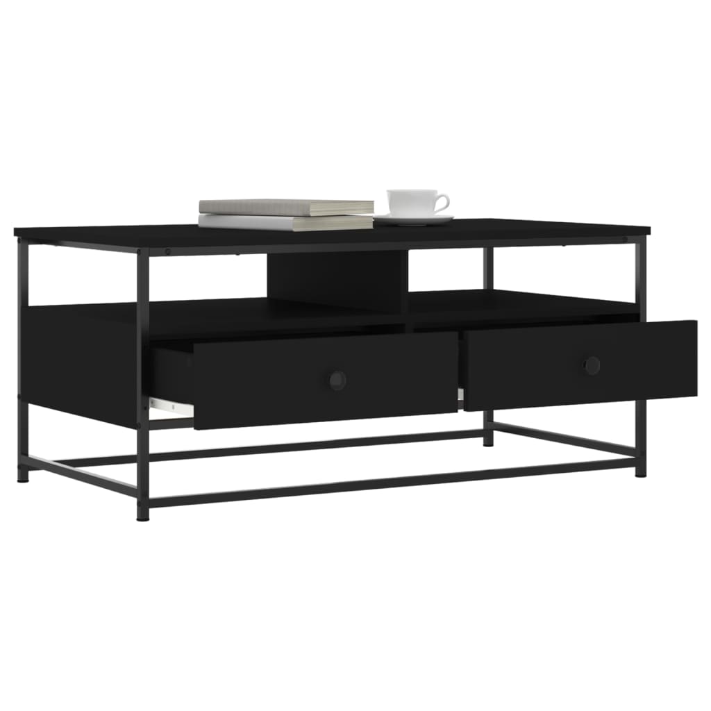 Tavolino da Salotto Nero 100x51x45 cm in Legno Multistrato 835284