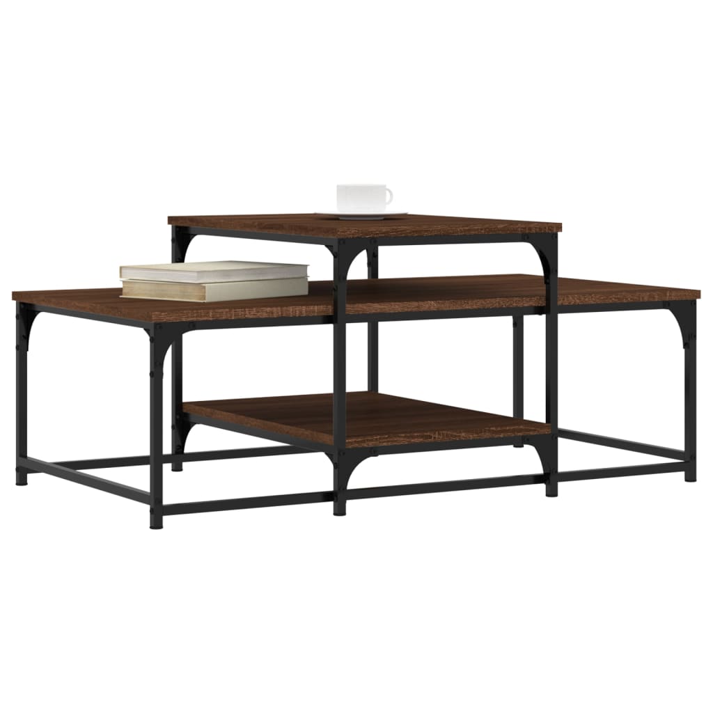 Tavolino Salotto Rovere Marrone 102x60x45cm Legno Multistrato