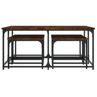 Tavolini Impilabili 5 pz Rovere Fumo in Legno Multistrato 835336