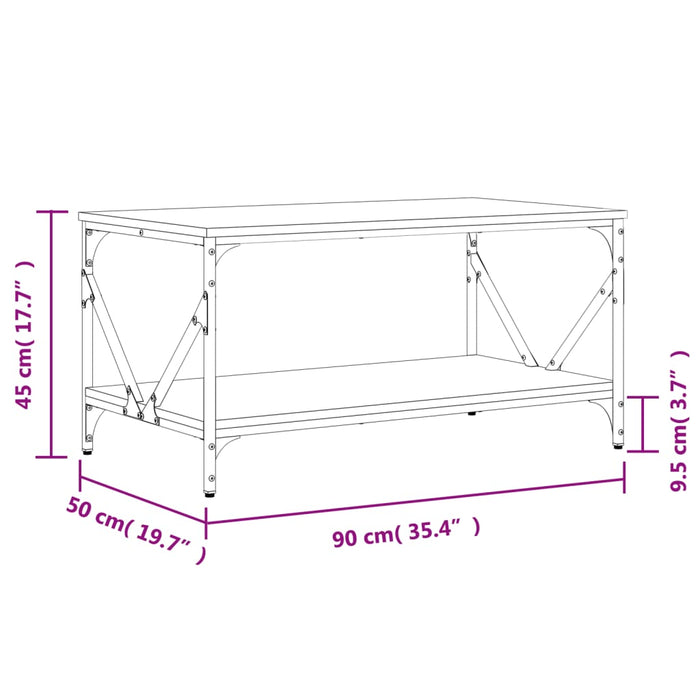 Tavolino da Salotto Grigio Sonoma 90x50x45 cm Legno Multistrato 835387