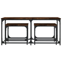 Tavolini Impilabili 3 pz Rovere Fumo in Legno Multistrato