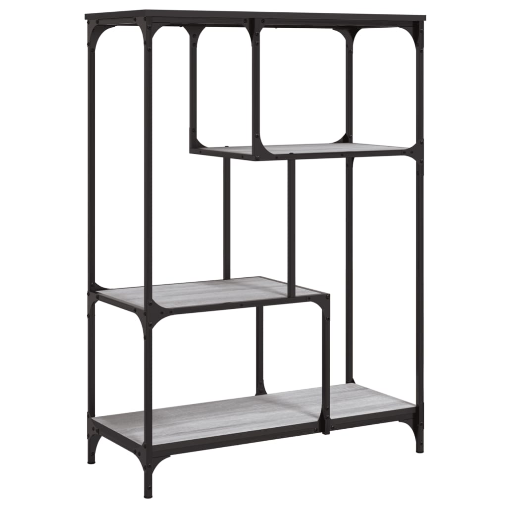 Libreria-Scaffale per Libri-Mobile di Stoccaggio Grigio Sonoma 81x36x115 cm Legno Multistrato e Acciaio