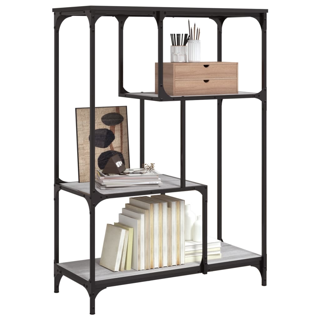 Libreria-Scaffale per Libri-Mobile di Stoccaggio Grigio Sonoma 81x36x115 cm Legno Multistrato e Acciaio