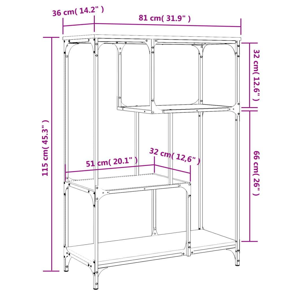 Libreria-Scaffale per Libri-Mobile di Stoccaggio Grigio Sonoma 81x36x115 cm Legno Multistrato e Acciaio