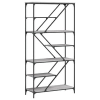 Libreria Grigio Sonoma 91x36x176 cm Legno Multistrato e Acciaio 835417