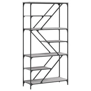 Libreria Grigio Sonoma 91x36x176 cm Legno Multistrato e Acciaio 835417