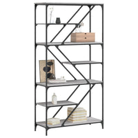 Libreria Grigio Sonoma 91x36x176 cm Legno Multistrato e Acciaio 835417