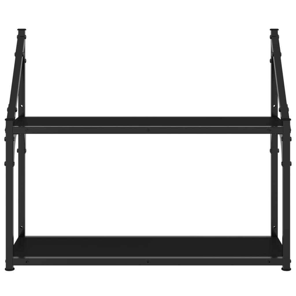 Scaffale a Parete 2 Ripiani Nero 60x21x51 cm Legno Multistrato 835459