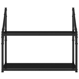Scaffale a Parete 2 Ripiani Nero 60x21x51 cm Legno Multistrato 835459