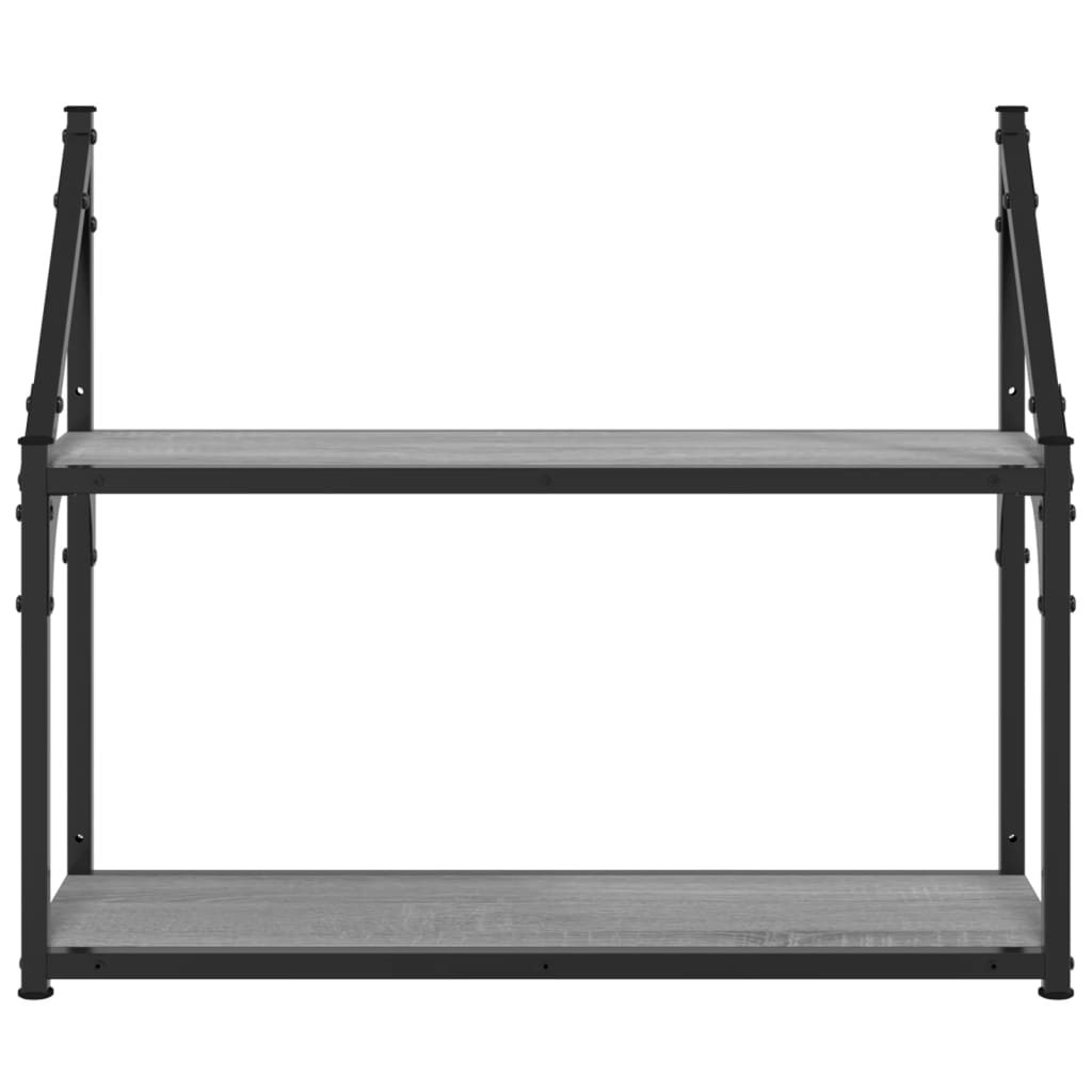 Scaffale Parete 2 Ripiani Grigio Sonoma 60x21x51 cm Multistrato 835462