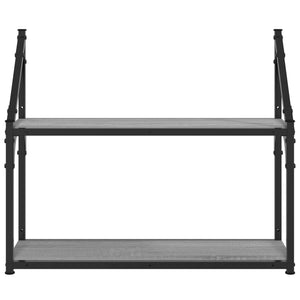 Scaffale Parete 2 Ripiani Grigio Sonoma 60x21x51 cm Multistrato 835462