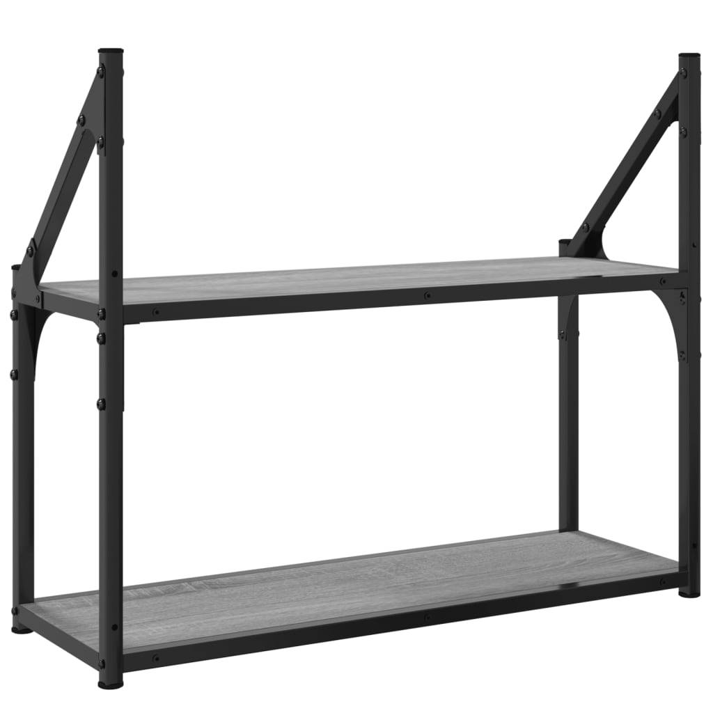 Scaffale Parete 2 Ripiani Grigio Sonoma 60x21x51 cm Multistrato 835462