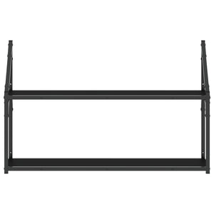 Scaffale a Parete 2 Ripiani Nero 80x21x51 cm Legno Multistrato 835464
