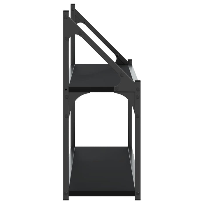 Scaffale a Parete 2 Ripiani Nero 80x21x51 cm Legno Multistrato 835464