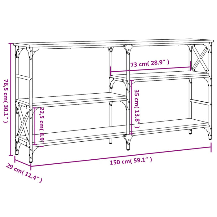 Tavolo Consolle Grigio Sonoma 150x29x76,5 cm Legno Multistrato 835472