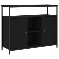 Credenza-Buffet-Armadio da cucina Nera 100x35x80 cm in Legno Multistrato 688223