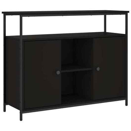 Credenza-Buffet-Armadio da cucina Nera 100x35x80 cm in Legno Multistrato 688223