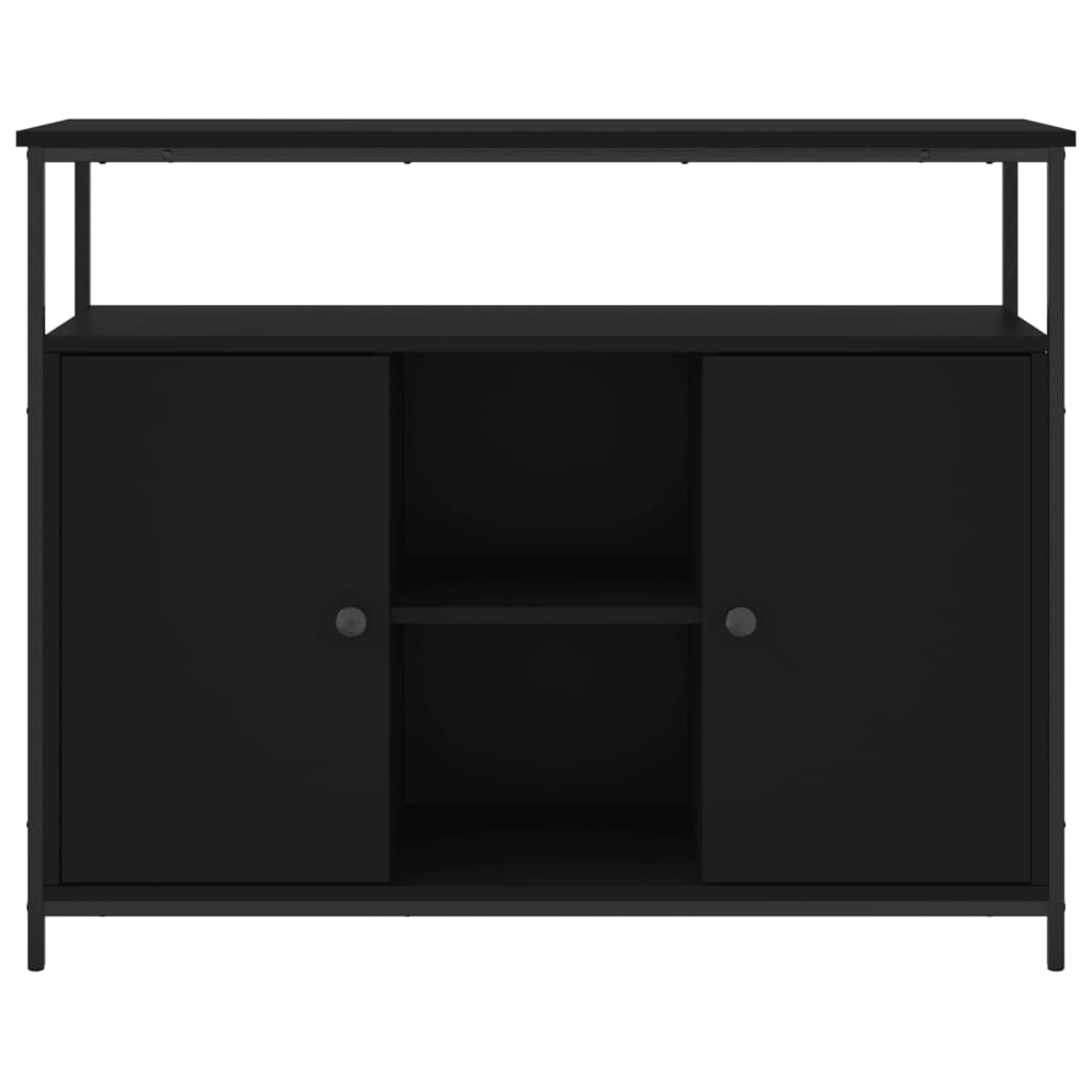 Credenza-Buffet-Armadio da cucina Nera 100x35x80 cm in Legno Multistrato 688223