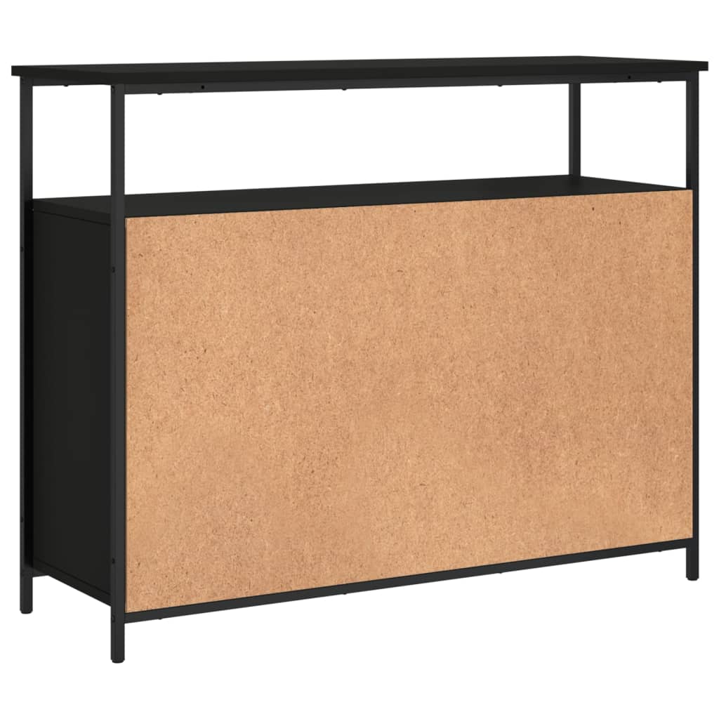 Credenza-Buffet-Armadio da cucina Nera 100x35x80 cm in Legno Multistrato 688223