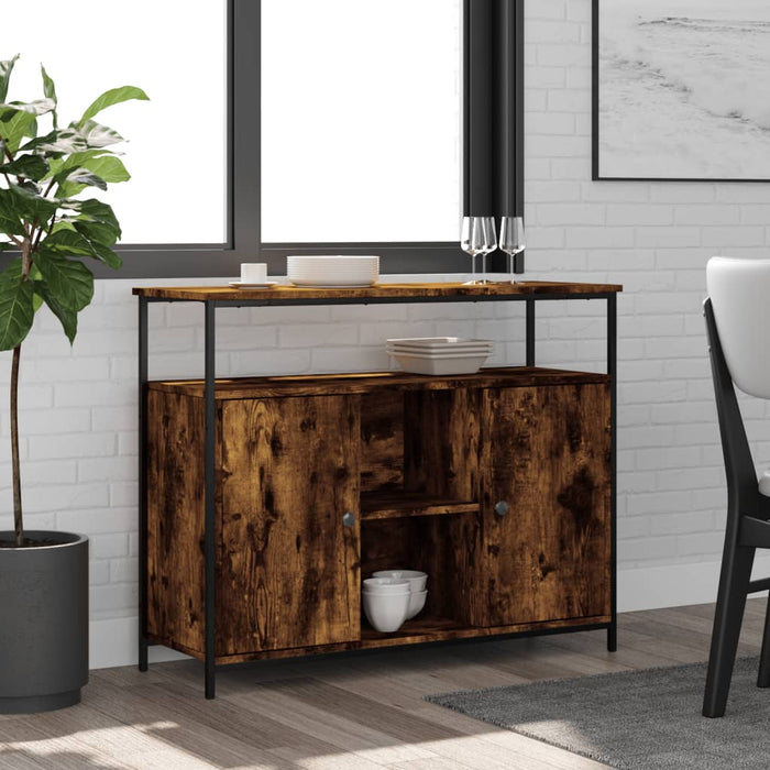 Credenza Rovere Fumo 100x35x80 cm in Legno Multistrato 835501