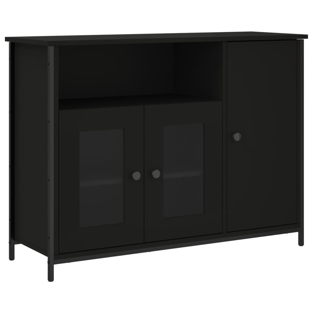 Credenza-Buffet-Armadio da cucina Nera 100x35x75 cm in Legno Multistrato