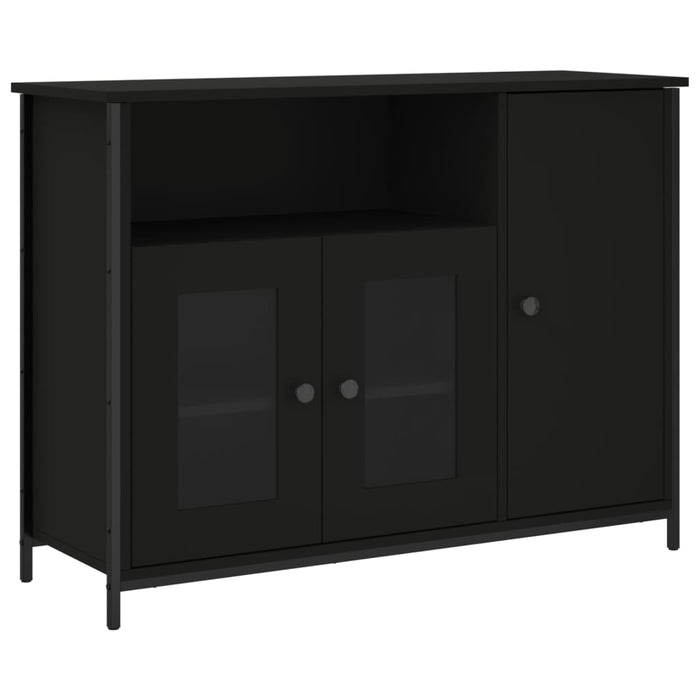 Credenza-Buffet-Armadio da cucina Nera 100x35x75 cm in Legno Multistrato