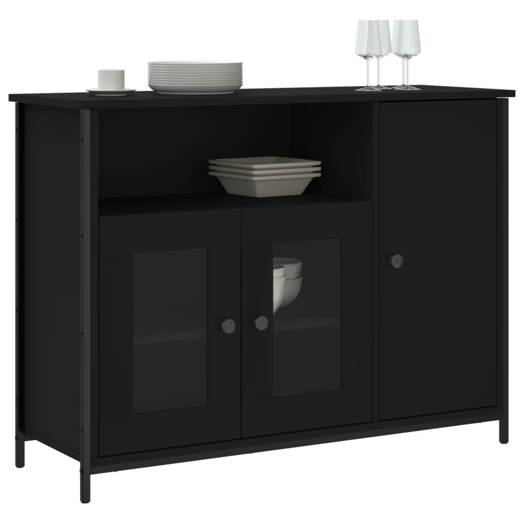 Credenza Nera 100x35x75 cm in Legno Multistrato 835509