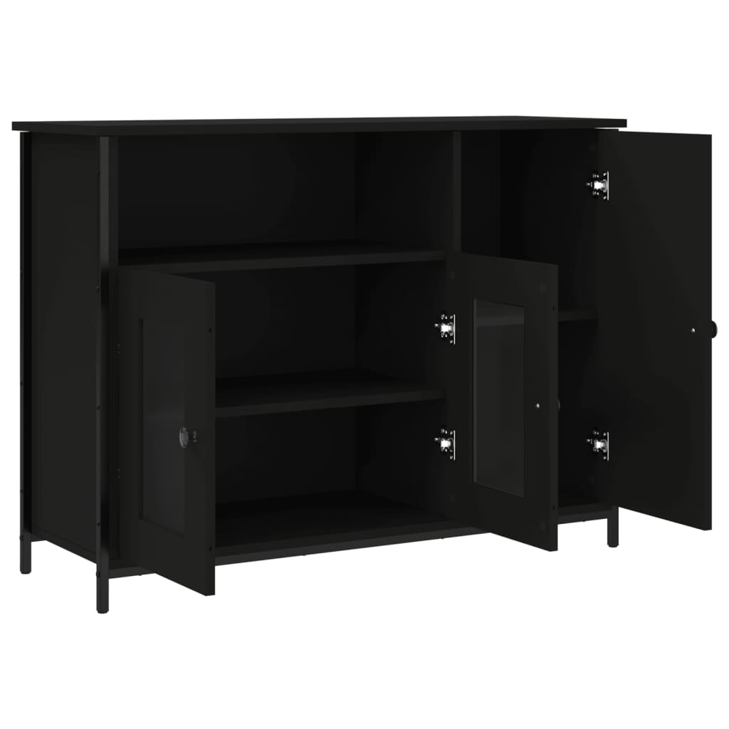 Credenza-Buffet-Armadio da cucina Nera 100x35x75 cm in Legno Multistrato
